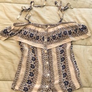 Lucky Brand Floral Print Off the Shoulder Top